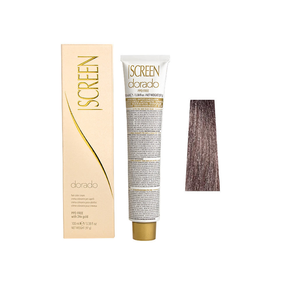 Крем-фарба для волосся перманентна з 24-каратним золотом SCREEN Dorado 8V (8.2) Violet Light Вlonde, 100 ml - 1